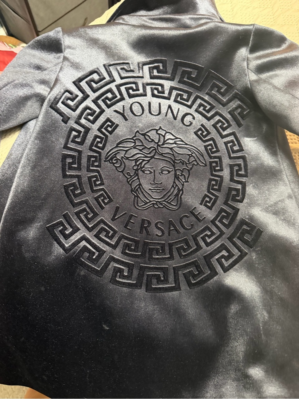Versace Black Velvet Jacket with Gold Medusa Buttons